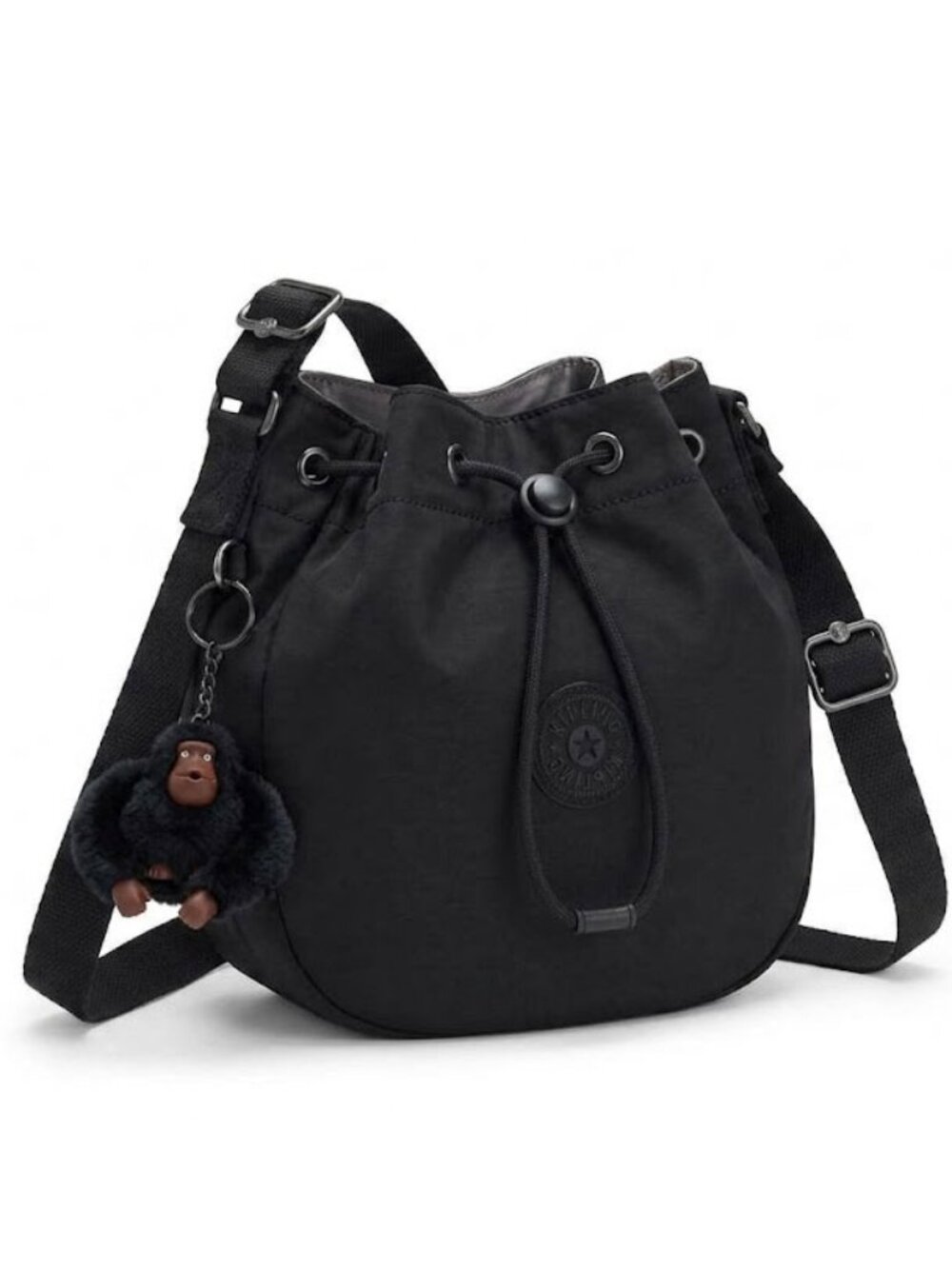 Kipling Alene Nylon Crossbody Black Tonal Drawstring